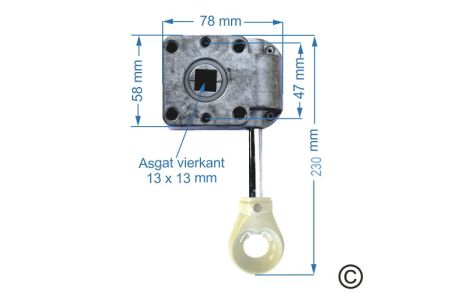 Oogwindwerk verlengde as - lengte 230 mm - GRIJS
