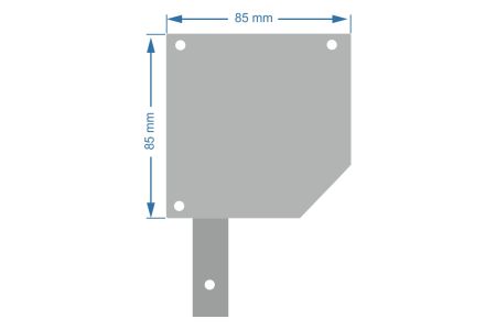 Zijkapje screen 85 x 85 mm licht grijs zonder as/stift